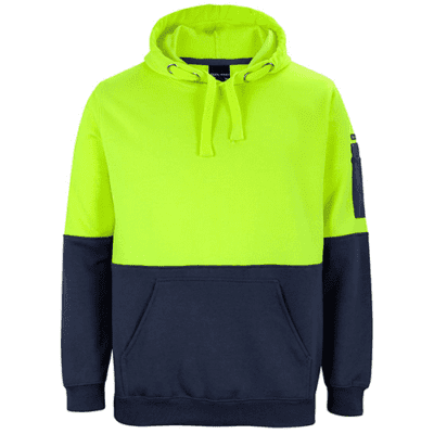 HI VIS PULL OVER HOODIE Lime Navy