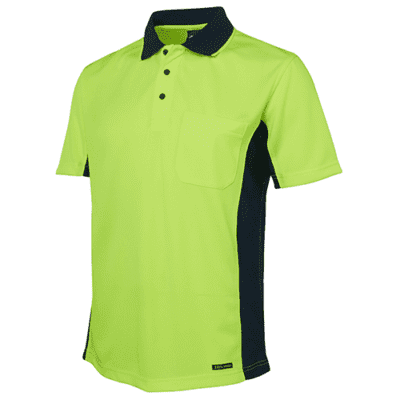 HI VIS SS SPORT POLO 6SPHS LIME NAVY