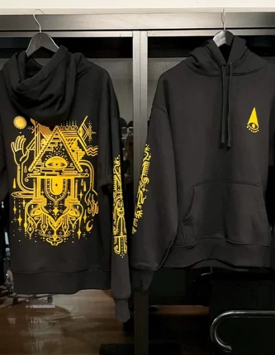 Ainon Tattoo Artist Custom Black Hoodie with Yellow Design