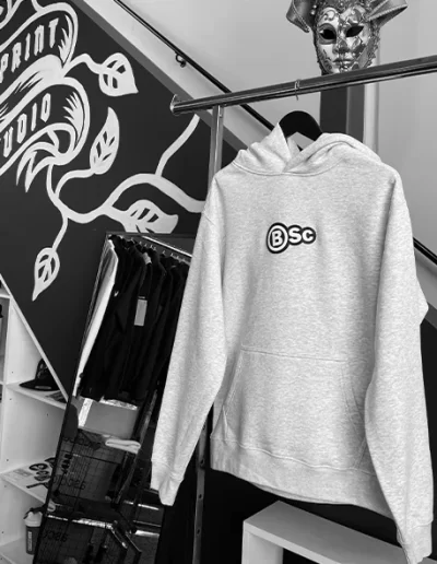BSC Bodyscience Logo on a White Marle Hoodie from AS Colour