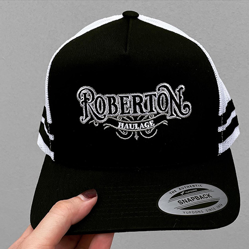 CUSTOM FLEXFIT TRUCKER CAP Country Stripe Cap with Roberton Haulage Logo