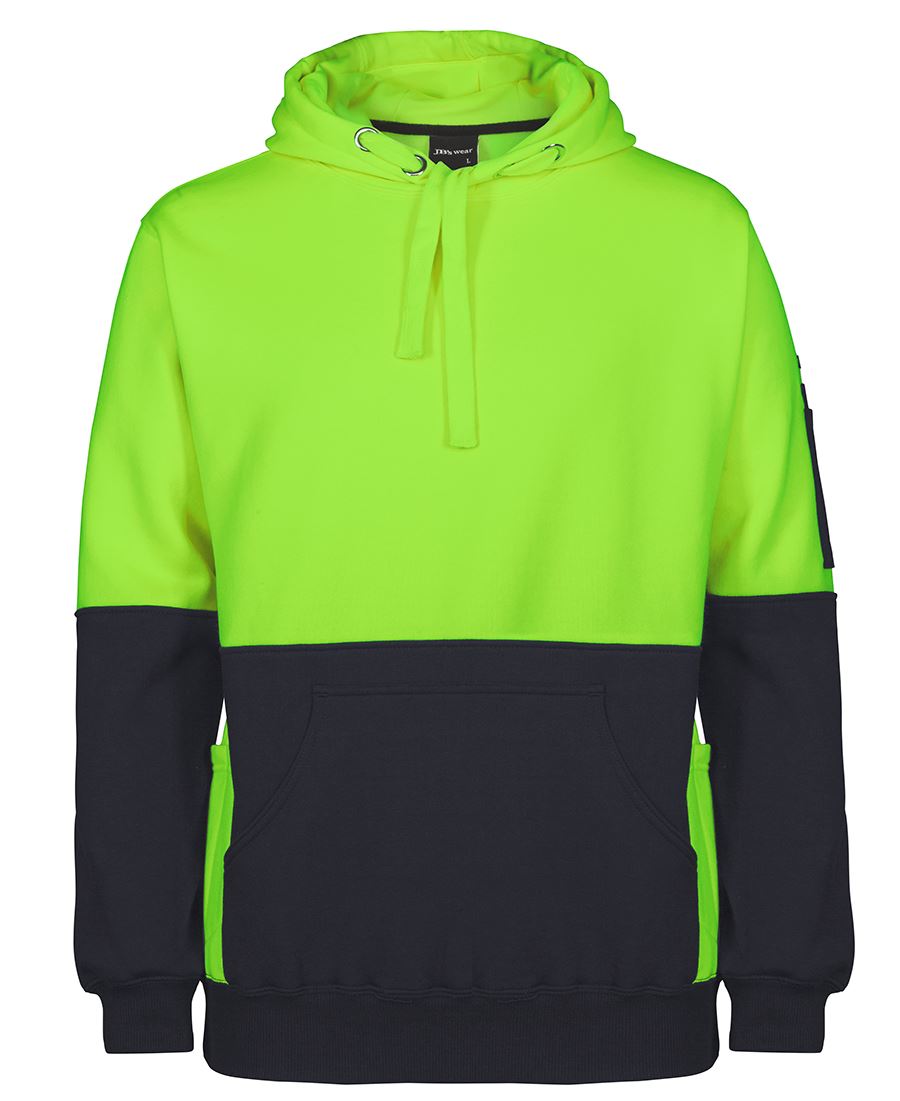 jbs-wear-hi-vis-330g-pull-over-hoodie-lime-black JB's Wear Hi Vis Pull Over Hoodie in Lime and Black