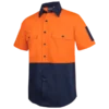 JB's Wear Hi Vis Short Sleeve Work Shirt in Orange and Navy