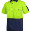 JB's Wear Hi Vis Short Sleeve Work Shirt in Lime and Navy