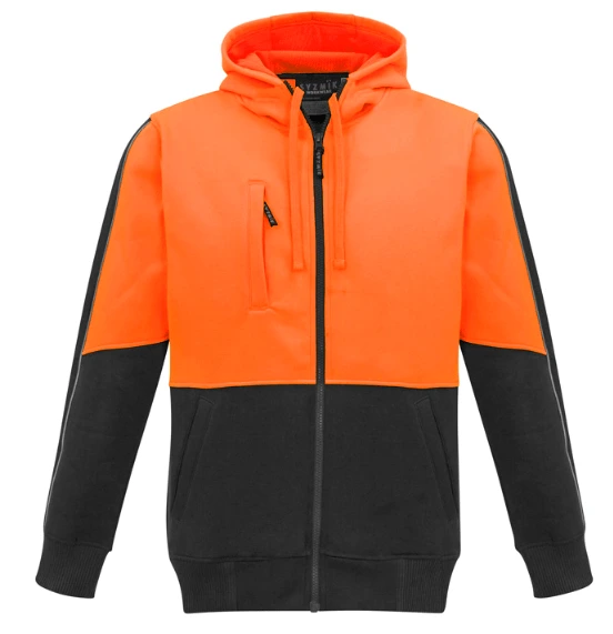 Syzmik Unisex Hi Vis Hoodie in Orange and Black