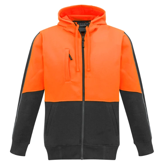 Syzmik Unisex Hi Vis Hoodie in Orange and Charcoal