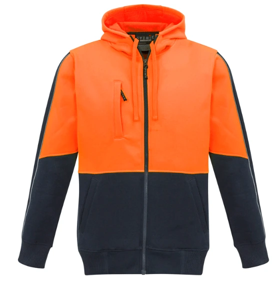 Syzmik Unisex Hi Vis Hoodie in Orange and Navy