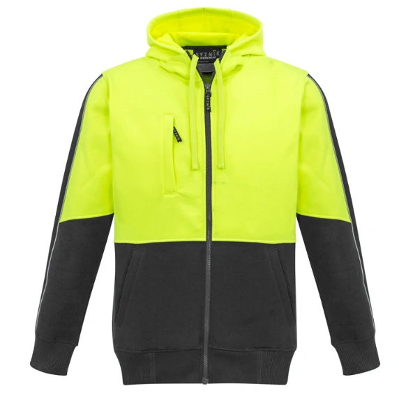 Syzmik Unisex Hi Vis Hoodie in Yellow and Charcoal