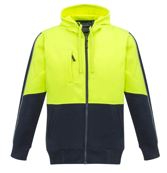 Syzmik Unisex Hi Vis Hoodie in Yellow and Navy