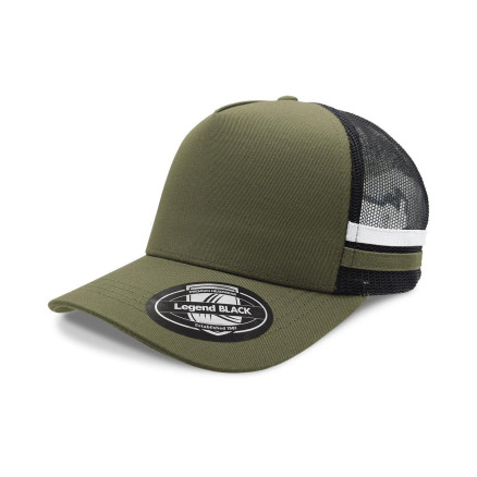 LL Striped Trucker Olive and Black LL Striped Trucker Olive and Black