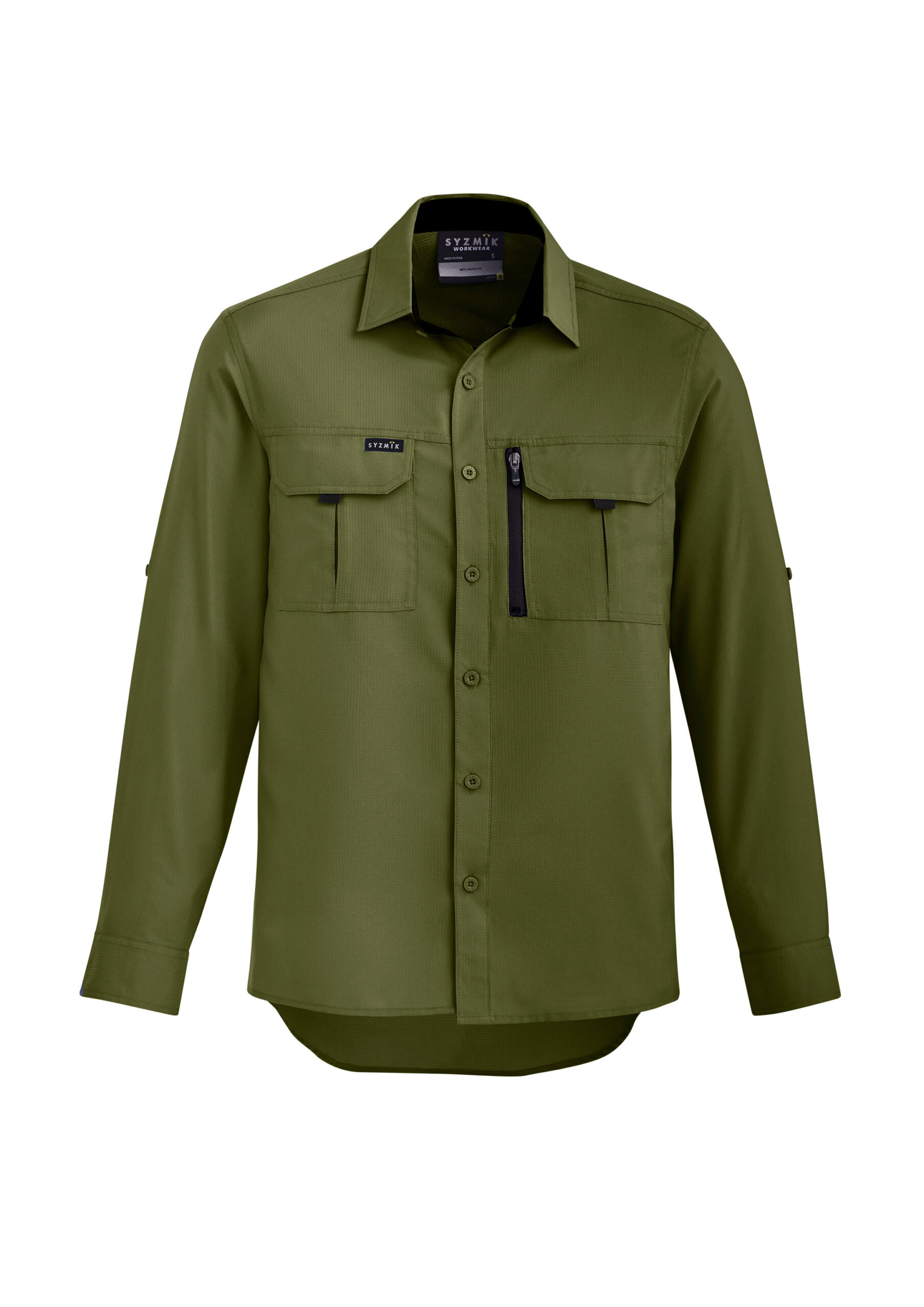 ZW460_Product_Army_01_ZOaGvP2 Syzmik Mens Outdoor Long Sleeve Shirt