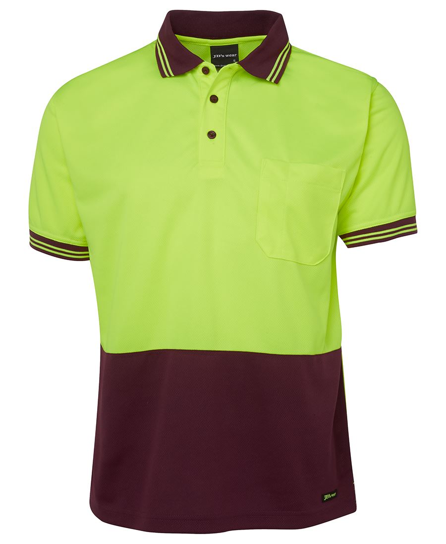 jbs-wear-hi-vis-traditional-polo-lime-maroon JB's Wear Hi Vis Traditional Polo