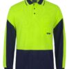 jbs-wear-ls-hivis-gap-polo-lime-navy JB's Wear Hi Vis Long Sleeve Gap Polo