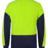 jbs-wear-ls-hivis-gap-polo-lime-navy-back JB's Wear Hi Vis Long Sleeve Gap Polo