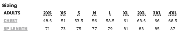 JB's Wear Mens Sizing Chart