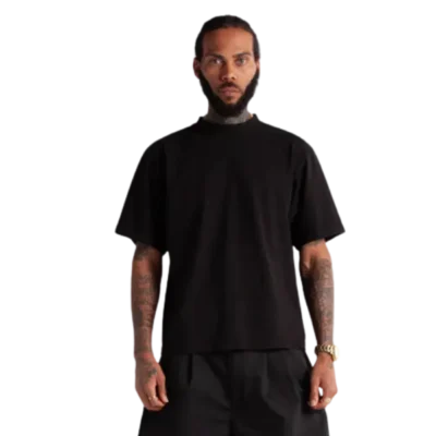 Shaka Wear Cropped Heavyweight Tee in Black on Model