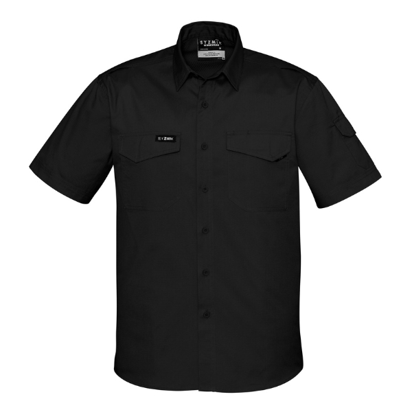 syzmik-rugged-cooling-shirt-black-front Syzmik Mens Rugged Cooling Short Sleeve Shirt
