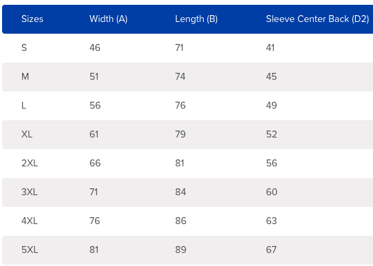 Gildan Softstyle T-Shirt Size Chart