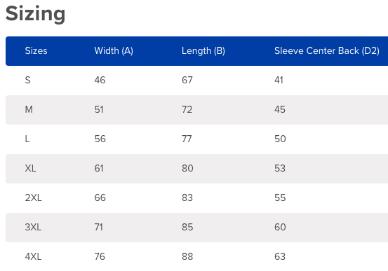 American Apparel Classic T-Shirt Size Chart