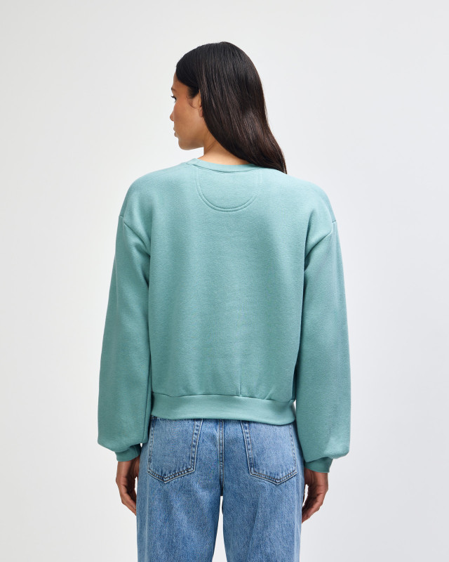 American Apparel Cropped Boxy Crewneck in Arctic from back