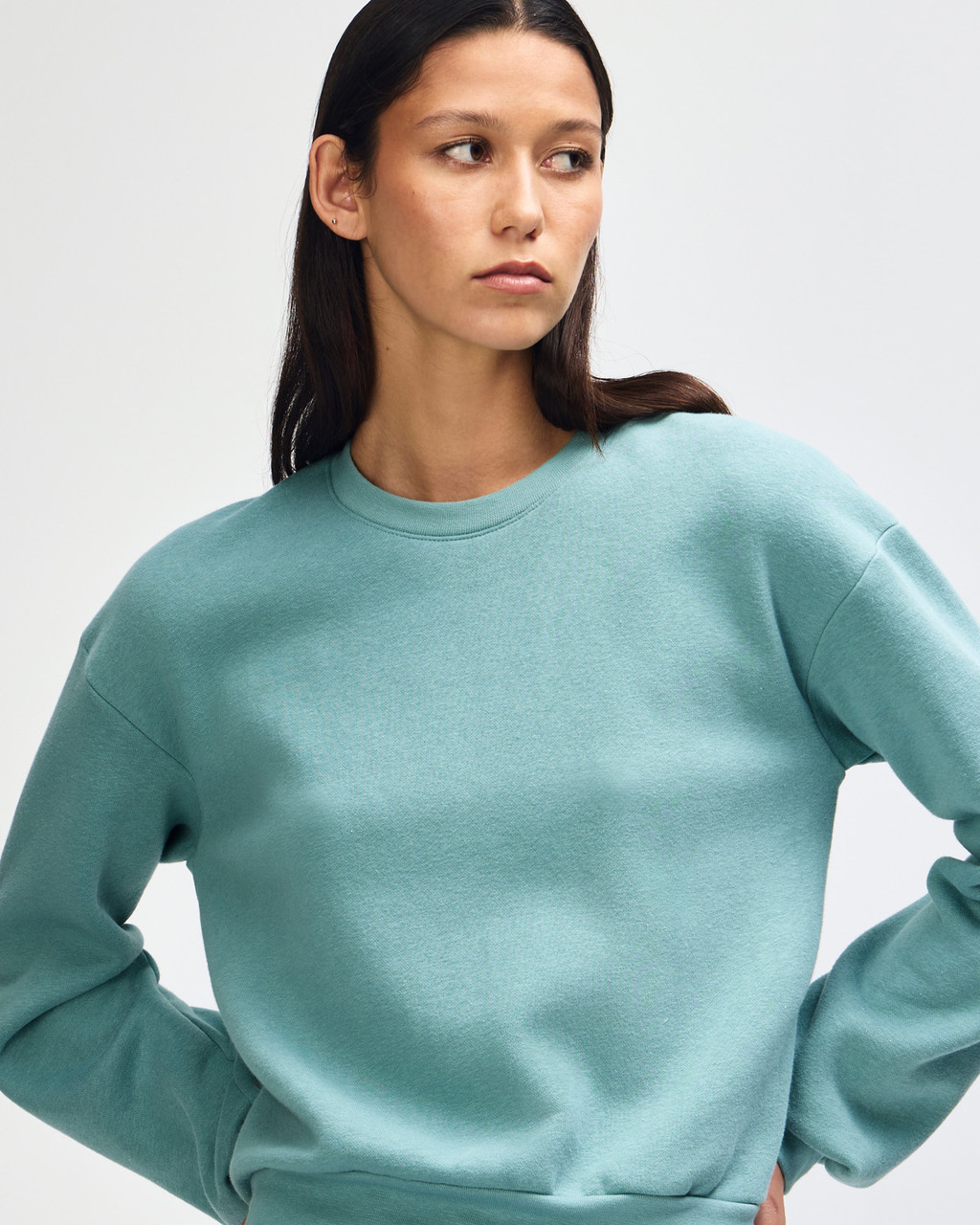 American Apparel Cropped Boxy Crewneck in Arctic neckline