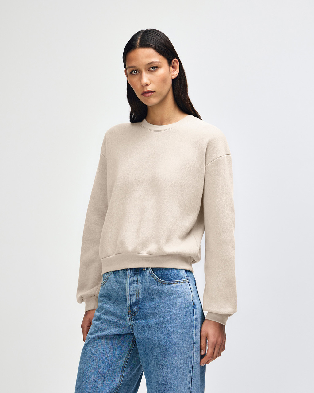 American Apparel Cropped Boxy Crewneck in Bone