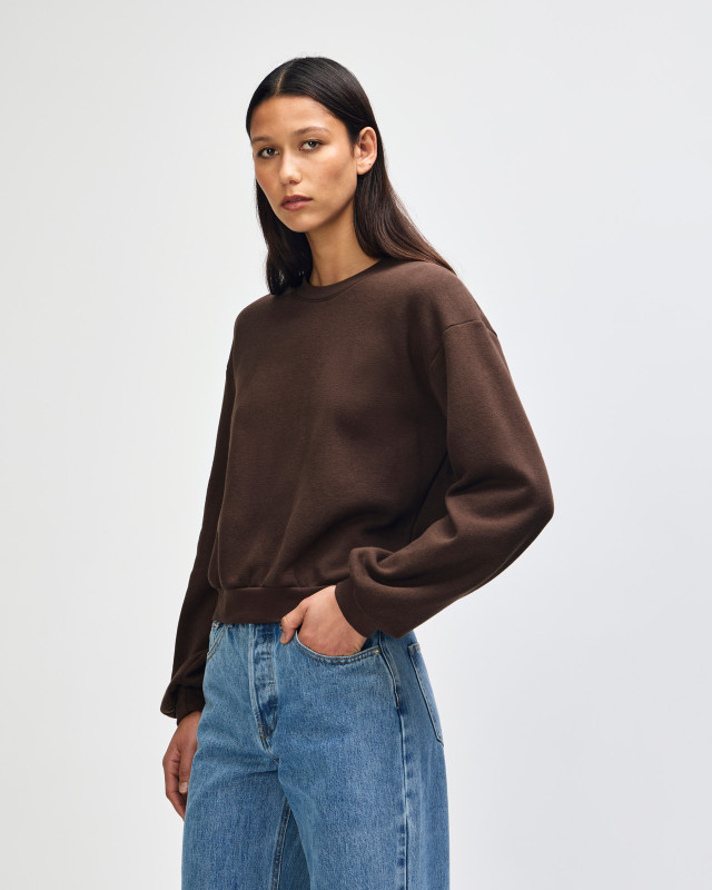 American Apparel Cropped Boxy Crewneck in Brown