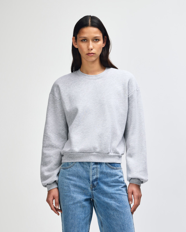 American Apparel Cropped Boxy Crewneck in Heather Grey