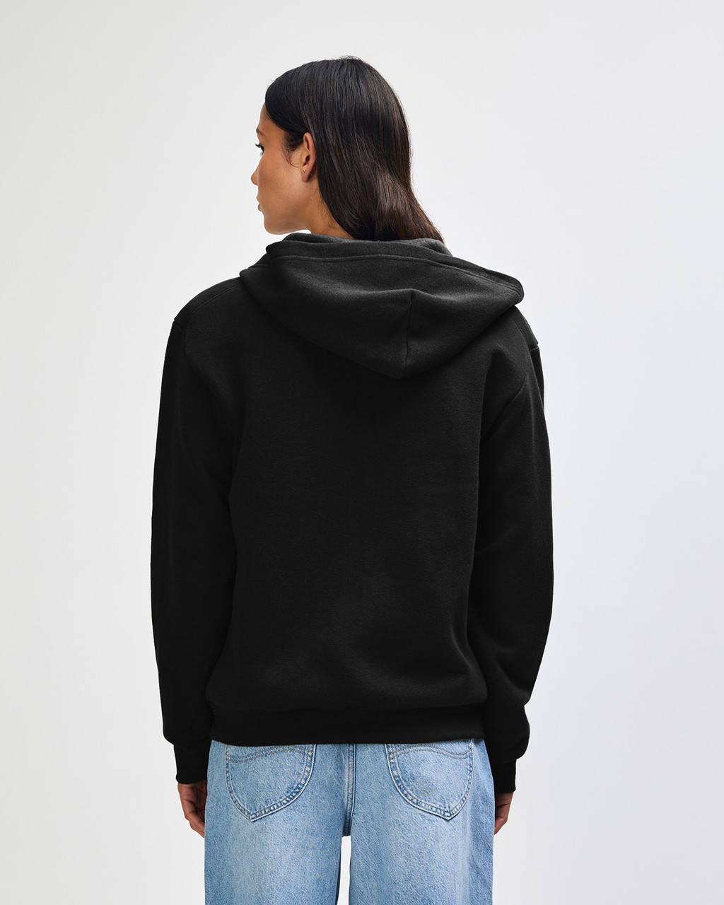 American Apparel Fleece Hoodie in Black from back