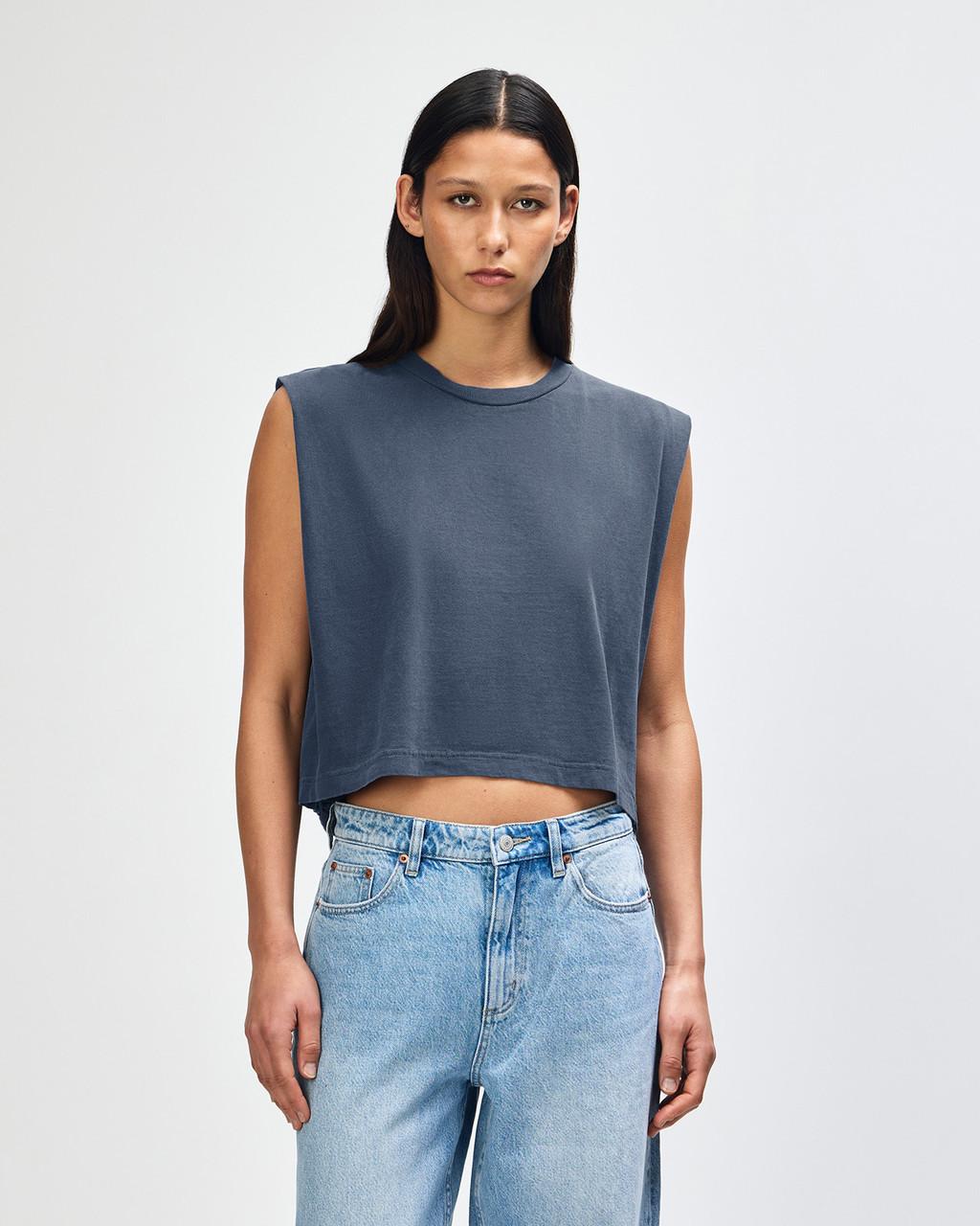 american-apparel-womens-muscle-tee-faded-navy wecompresscom American Apparel Women's Muscle Tee in Faded Navy