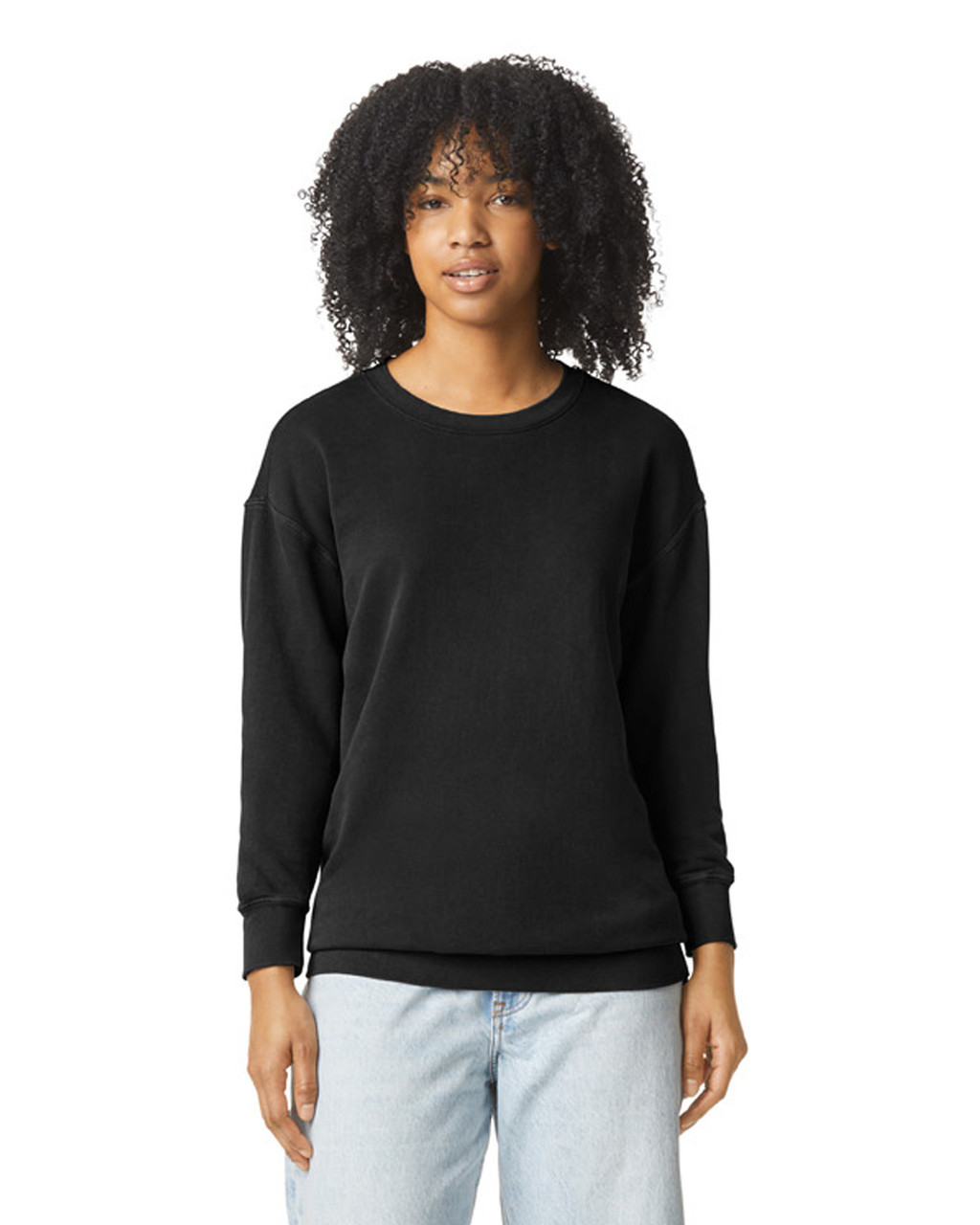 comfort-colors-lightweight-sweatshirt-black Comfort Colors Lightweight Sweatshirt in black front
