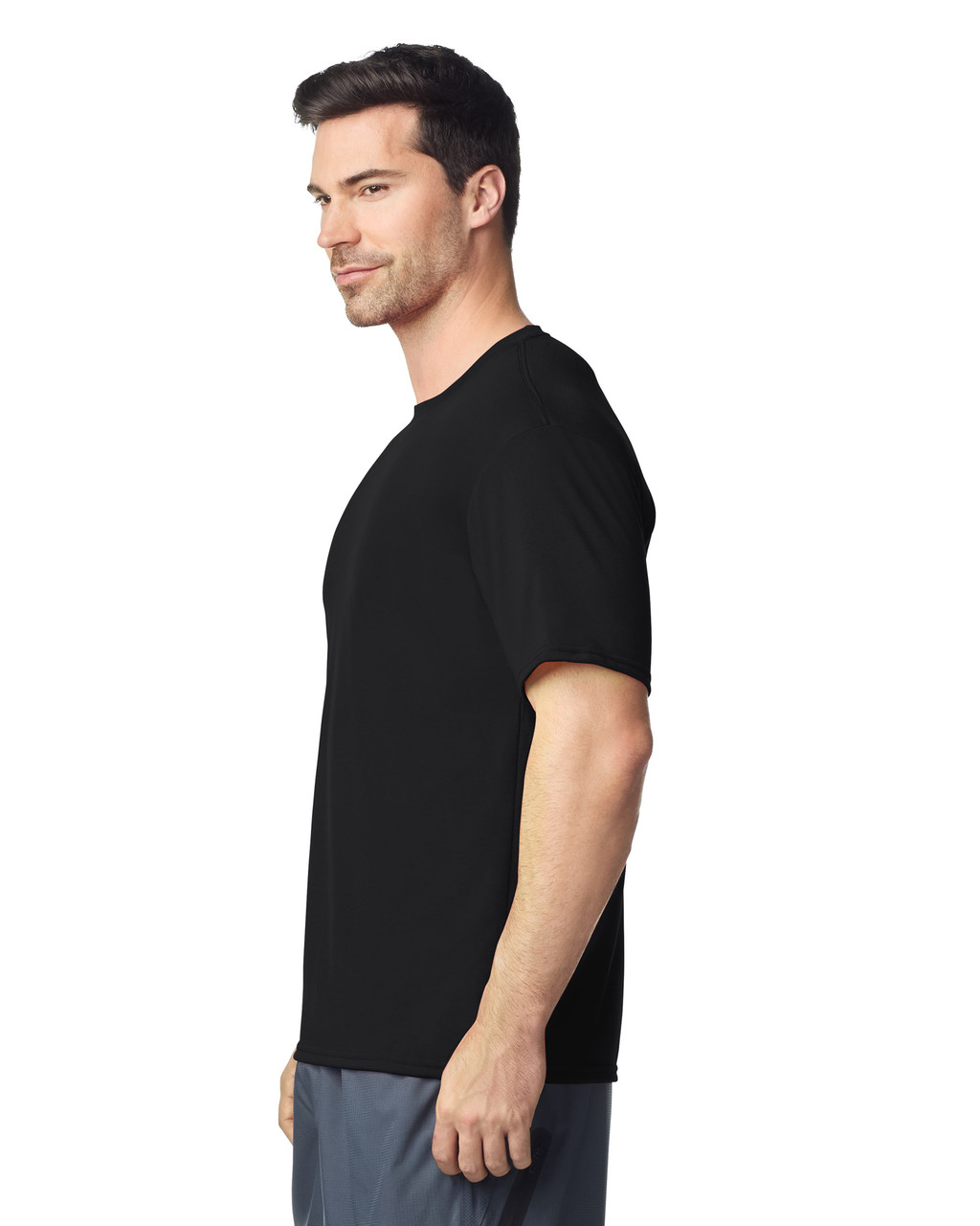 gildan-performance-tee-black-side Gildan Performance T-Shirt in Black from side