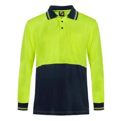 Hi Vis Lightweight Longsleeve Micromesh Polo with Pocket
