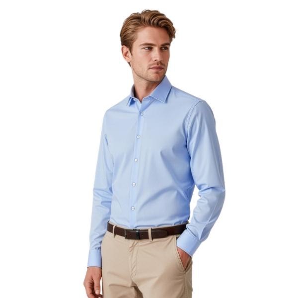 Mens Charlie Slim Fit Long Sleeve Shirt-modelblue wecompresscom Mens Charlie Slim Fit Long Sleeve Shirt