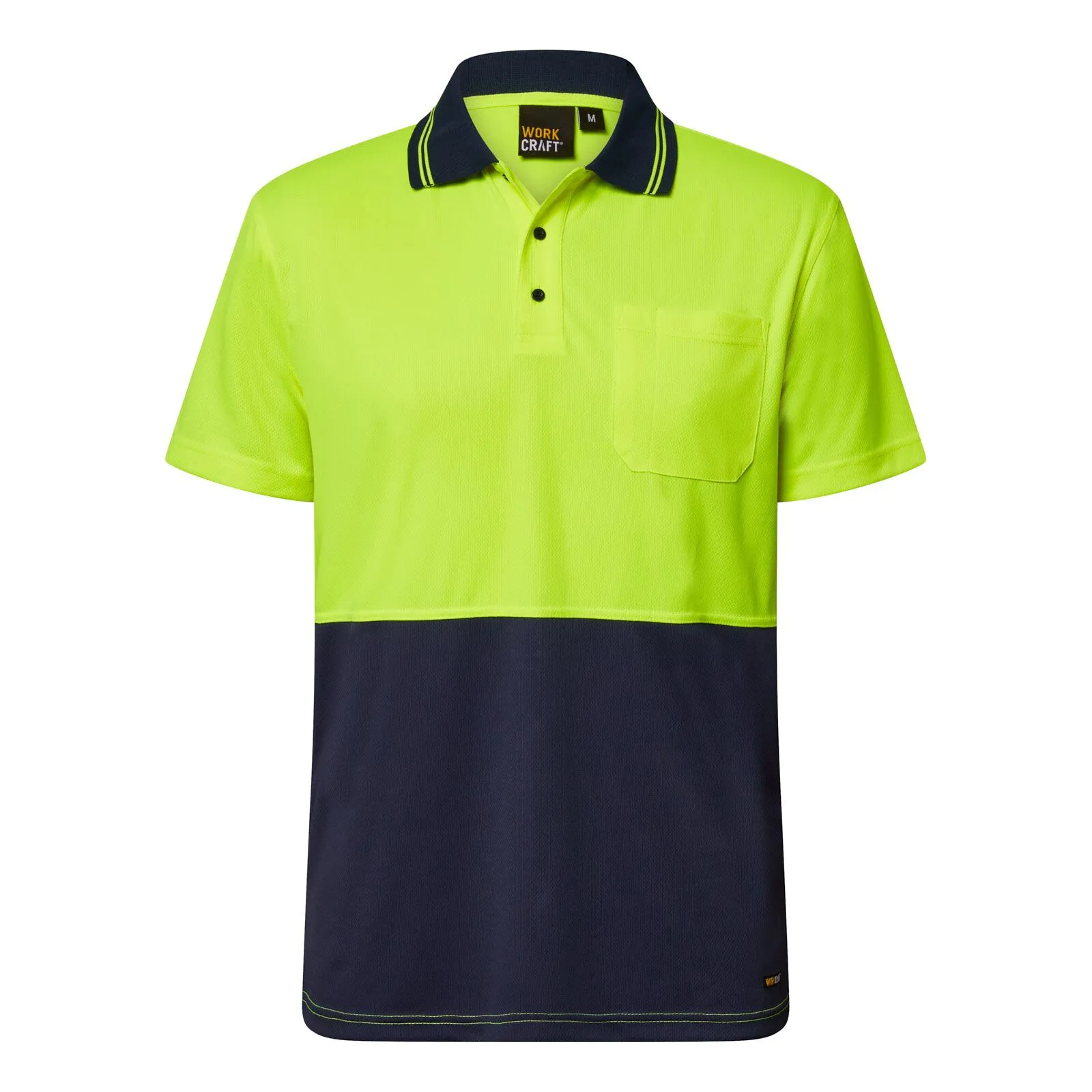 WSP201-NCC-0556 Work Craft Hi Vis Lightweight S/S Micromesh Polo with Pocket WSP208