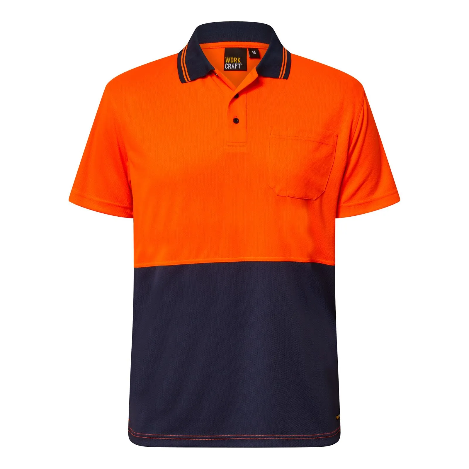 WSP201-NCC-0560 Work Craft Hi Vis Lightweight S/S Micromesh Polo with Pocket WSP208