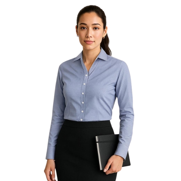 Womens Hudson Long Sleeve Shirt -blue-model Womens Hudson Long Sleeve Shirt