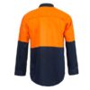 Workcraft Lightweight Hi Vis Long Sleeve Vented Cotton Drill Shirt - orange-back Workcraft Lightweight Hi Vis Long Sleeve Vented Cotton Drill Shirt