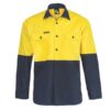 Workcraft Lightweight Hi Vis Long Sleeve Vented Cotton Drill Shirt - yellow Workcraft Lightweight Hi Vis Long Sleeve Vented Cotton Drill Shirt