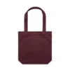 1001_CARRIE_TOTE_BURGUNDY__75573 Maroon tote bag with two handles hanging down, plain front.
