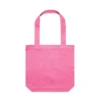 1001_CARRIE_TOTE_CHARITY_PINK__96658 Pink tote bag with two long handles, plain design and flat bottom edges of the bag.