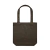1001_CARRIE_TOTE_DARK_CHOCOLATE__48684 Brown fabric tote bag with two long handles, shown from the front.