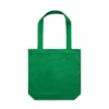 1001_CARRIE_TOTE_KELLY_GREEN__15604 Green reusable tote bag with two handles, plain solid fabric design.