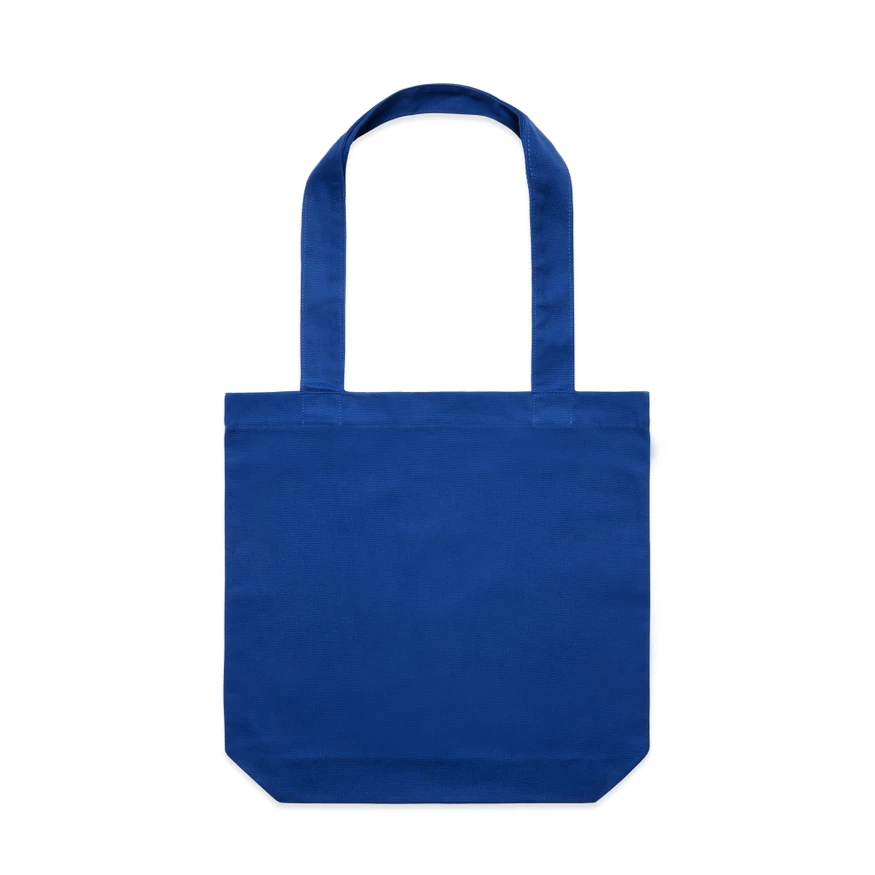 1001_CARRIE_TOTE_LIBERTY__37556 Royal blue tote bag with two long handles and a flat-bottomed silhouette, front view.