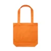 1001_CARRIE_TOTE_ORANGE__32168 Orange tote bag with two handles, basic rectangular body, photographed against a white background.