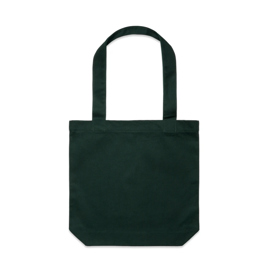 1001_CARRIE_TOTE_PINE_GREEN__41426 Dark green fabric tote bag with two long handles, simple rectangular body for carrying items