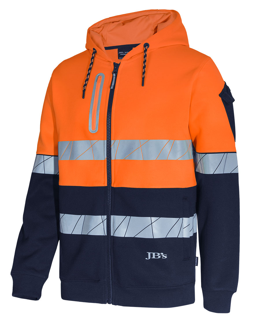 6DPFZ_ON_02_639041774906335788 JB's 450g Hi Vis Full Zip Hoodie with Fragmented Tape