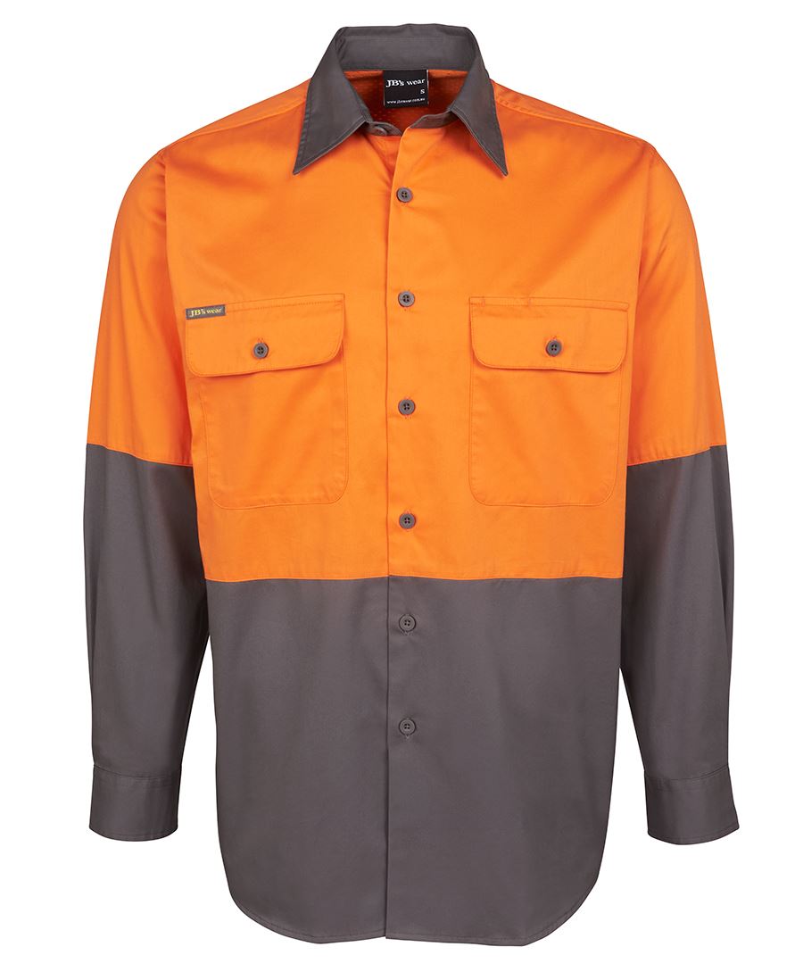 6HWSL_ORANGECHARCOAL_01_635597812898963433 JB's Hi Vis L/S 150G Work Shirt