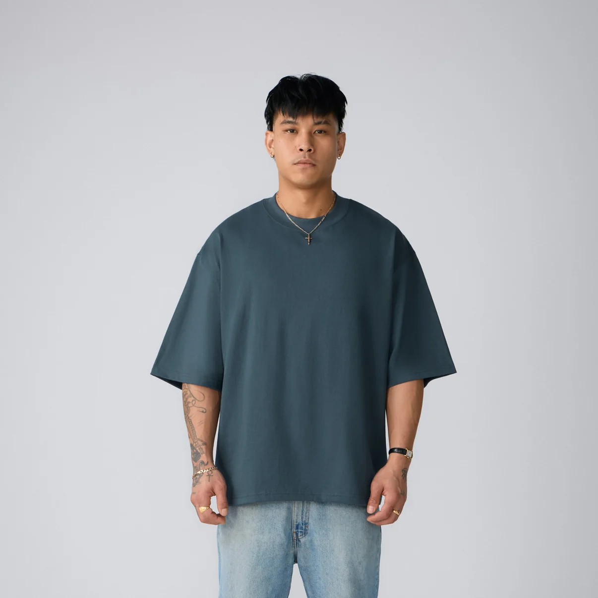 MaxHeavyeight_OS_SlateBlue_Front Shaka Wear Max Heavyweight Oversized T-Shirt