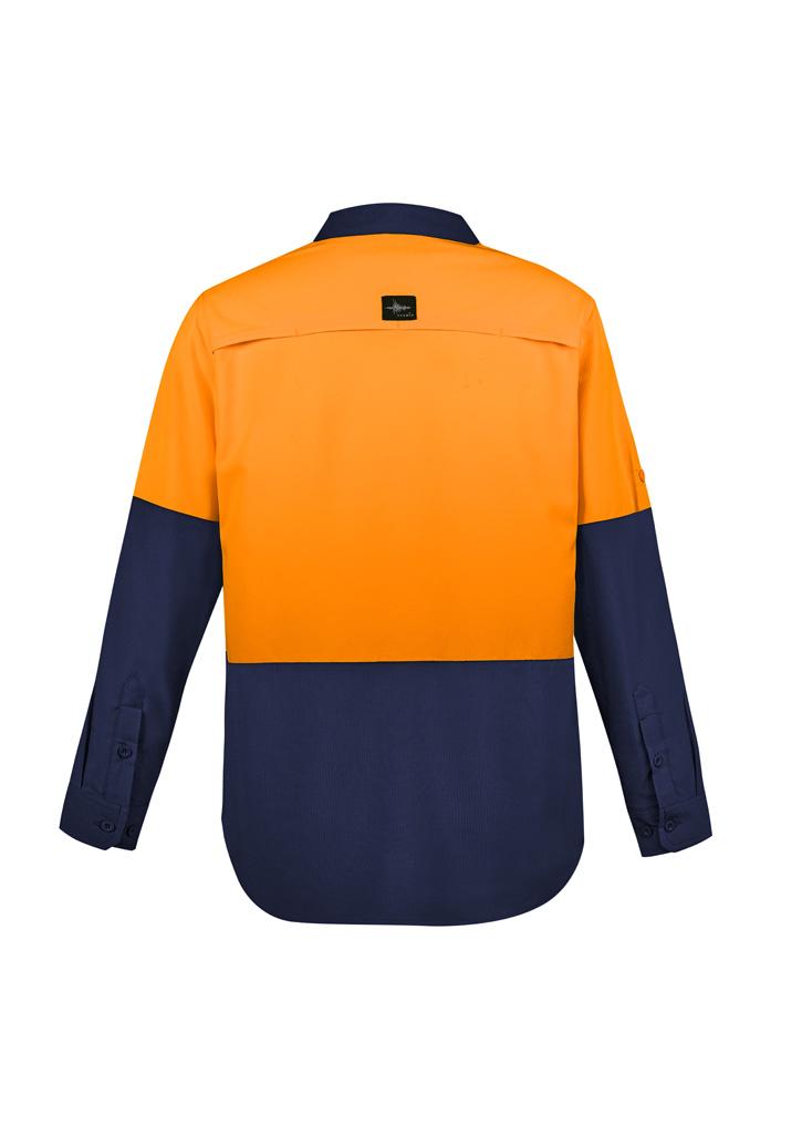 ZW468_bProduct_Orange_Navy_02_FknkKKe wecompresscom Syzmik Mens Hi Vis Outdoor Long Sleeve Shirt